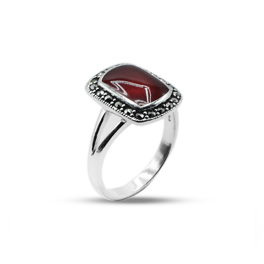 Red Agate Women Ring – Stain Face Ring