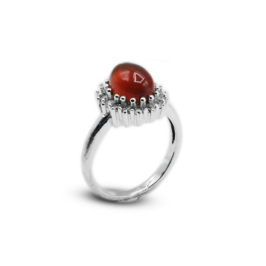 Red Agate Women Ring – Halo Ring