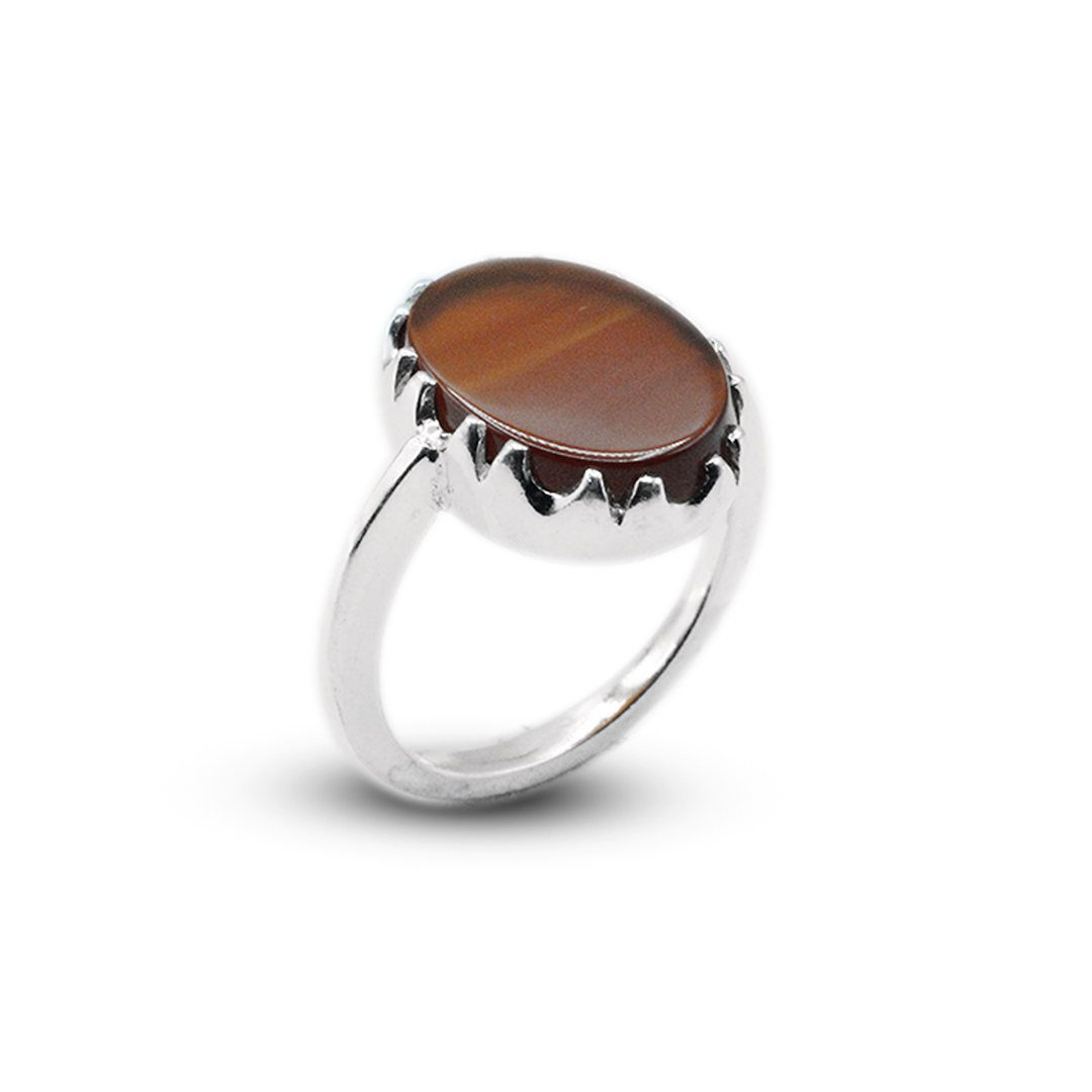 Red Agate Women Ring – Wave Cup Ring