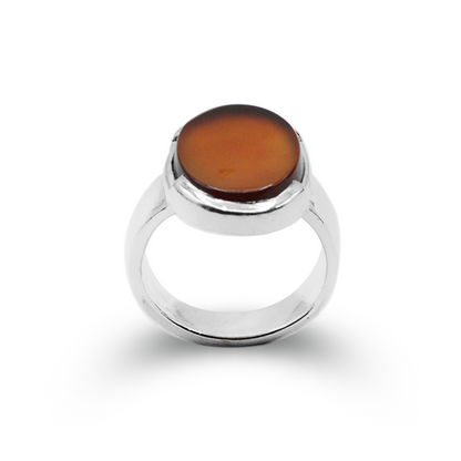 Red Agate Women Ring – Half Crescent