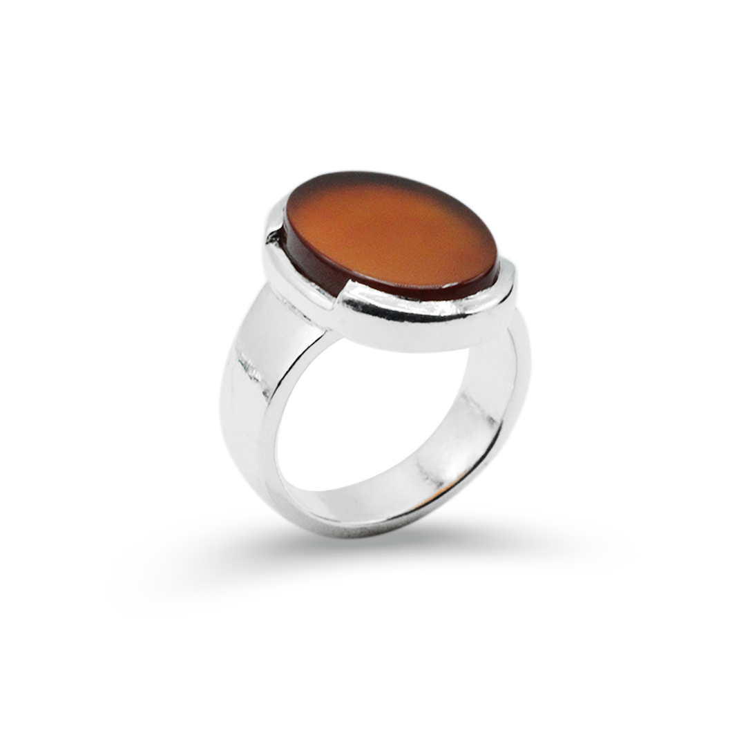 Red Agate Women Ring – Half Crescent