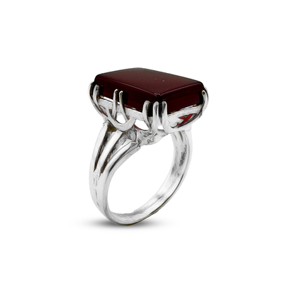 Red Agate Women Ring – Triple Strip Band
