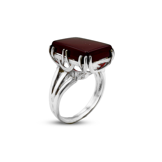 Red Agate Women Ring – Triple Strip Band