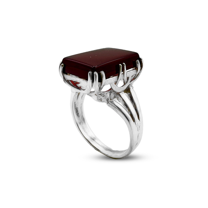 Red Agate Women Ring – Triple Strip Band