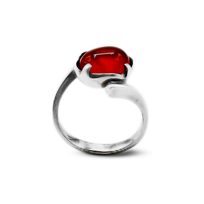Red Agate Women Ring – By Pass Band