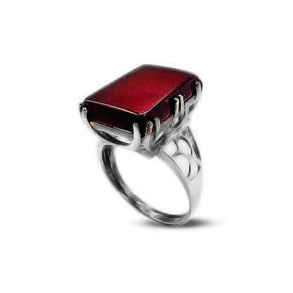 Red Agate Women Ring – Floral Band Design
