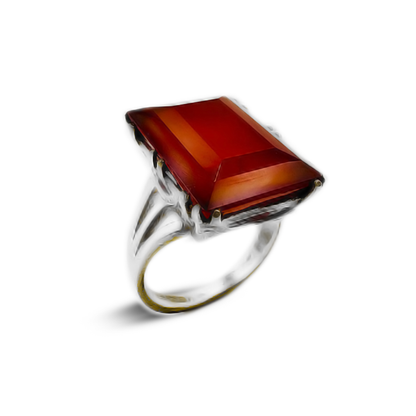 Red Agate Women Ring – Square Triple Band