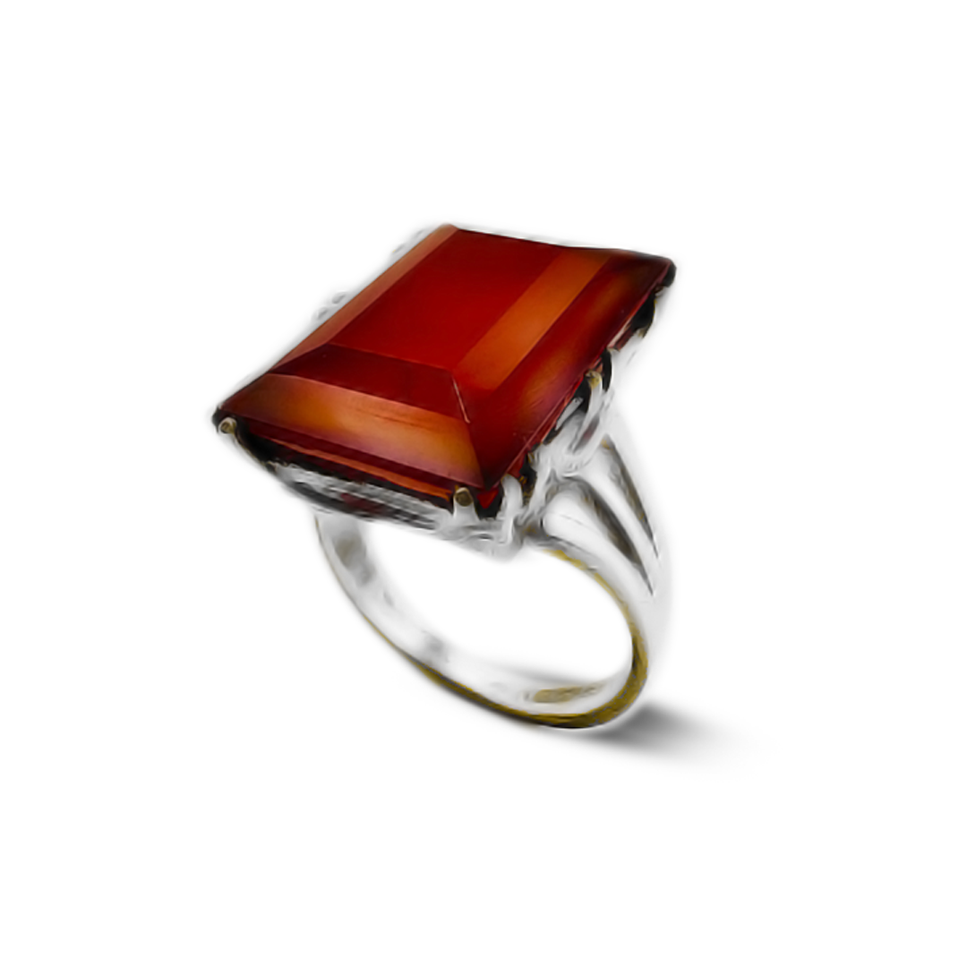 Red Agate Women Ring – Square Triple Band