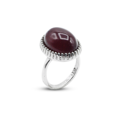 Red Agate Women Ring – Cross Bypass design