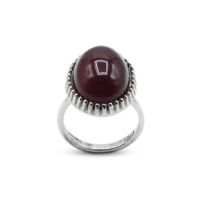 Red Agate Women Ring – Cross Bypass design
