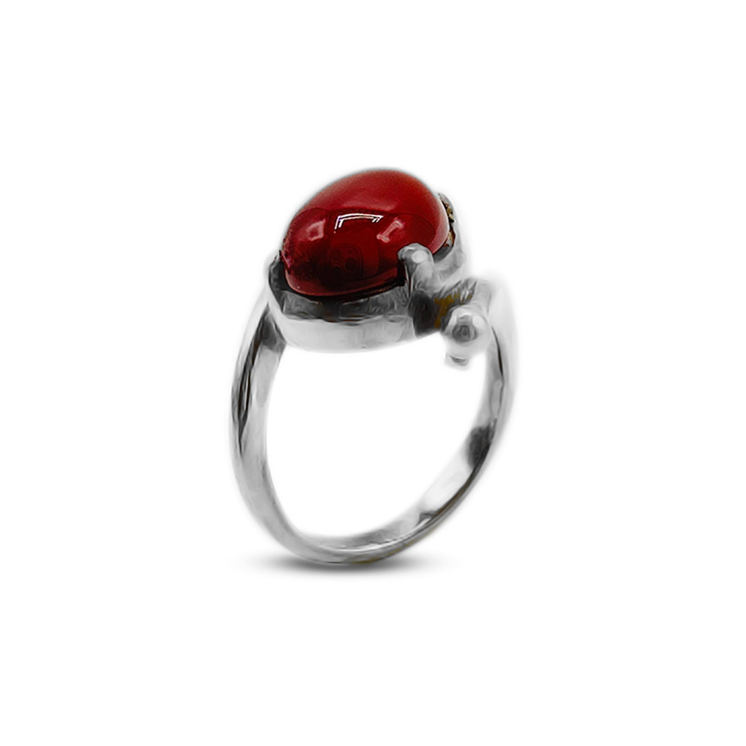 Red Agate Women Ring – Cross over Band