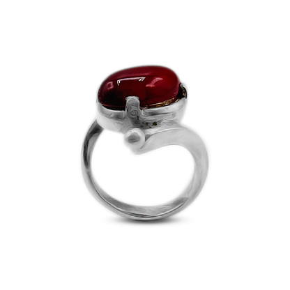 Red Agate Women Ring – Cross over Band