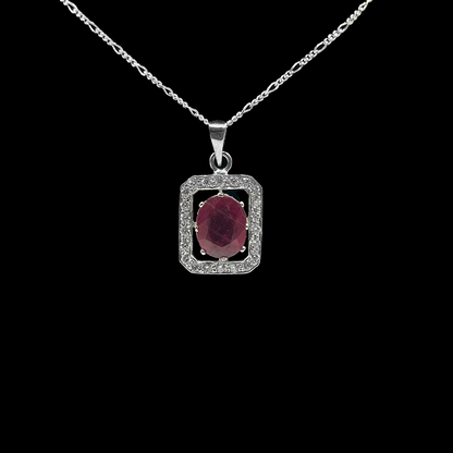 Ruby Pendant - Recta Halo Design