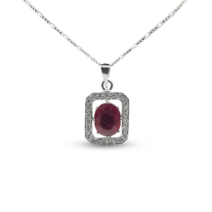 Ruby Pendant - Recta Halo Design