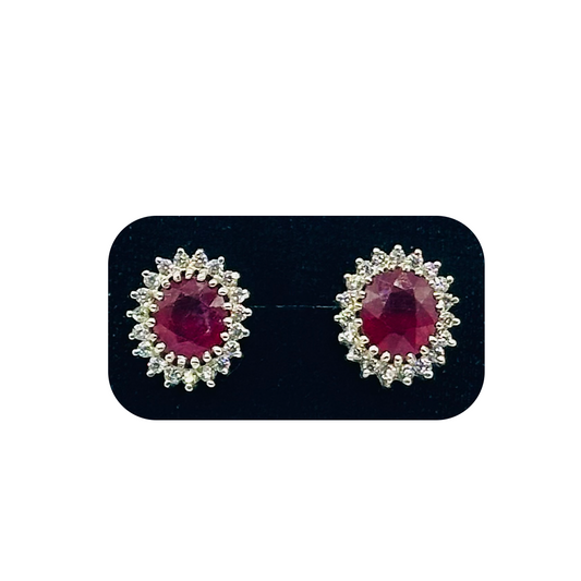 Ruby Earring - Halo Design