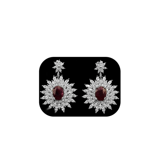 Ruby Earring - Zircon Floral Design