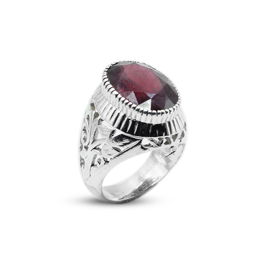 Ruby Men Ring – Cross Line Design