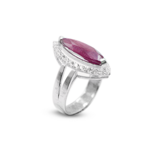 Cabochon Ruby Women Ring - Simple Hand Made