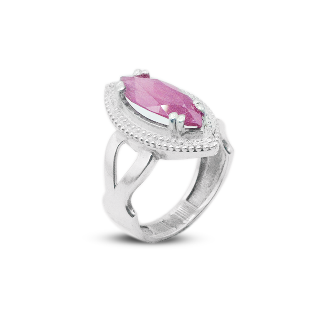 Ruby Women Ring – Double Halo V band