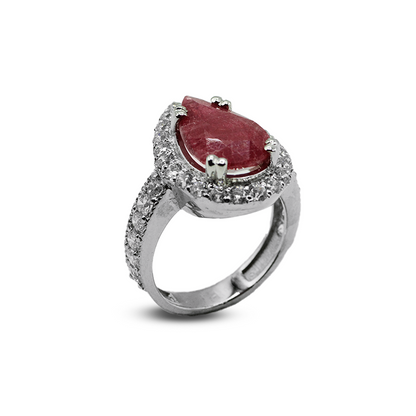 Ruby Women Ring – Pearl Zircon Halo Band