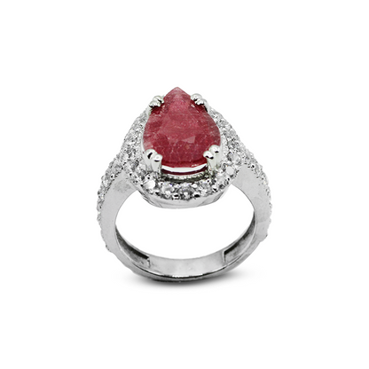 Ruby Women Ring – Pearl Zircon Halo Band