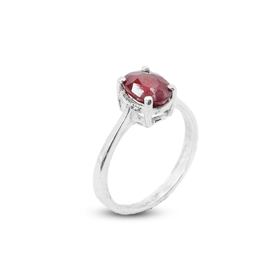 Ruby Women Ring - Halo Circle Design