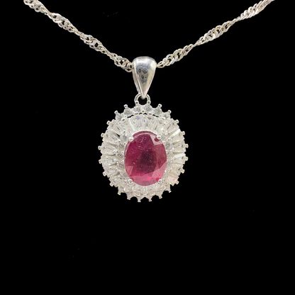 Ruby Pendant - Frozen Flower Design