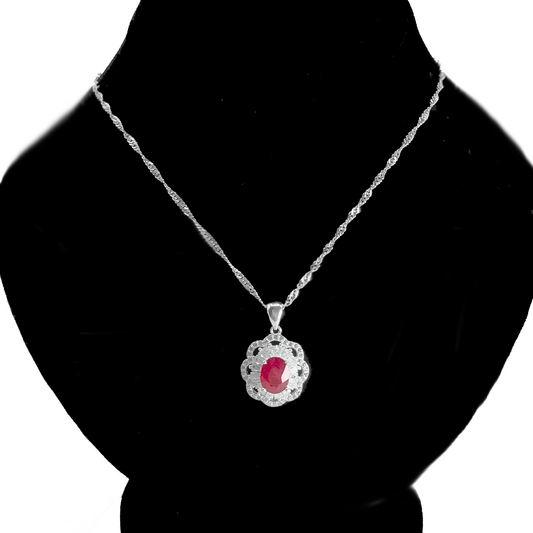 Ruby Pendant - Zircon Dhalia Design