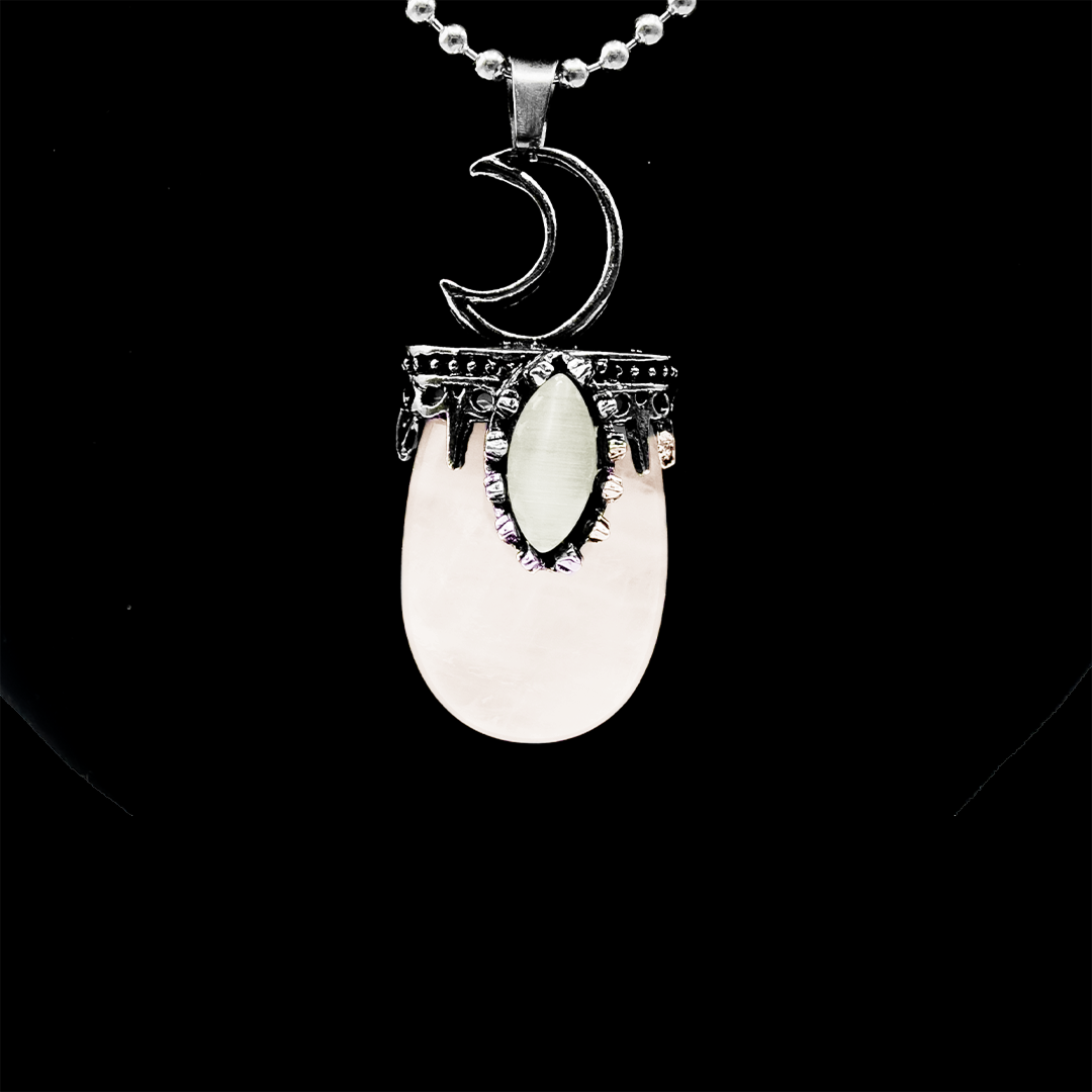 Rose Quartz Pendant - Creasent Crown