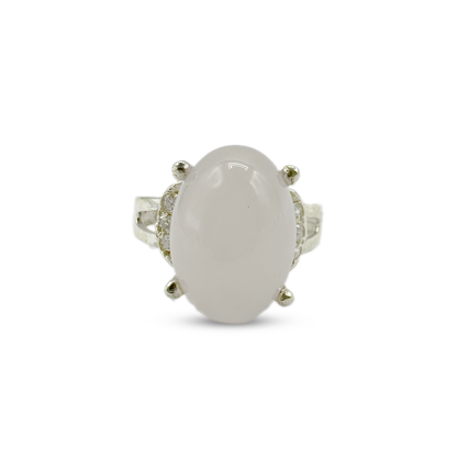Rose Quartz Women Ring - Zircon Bracket Design