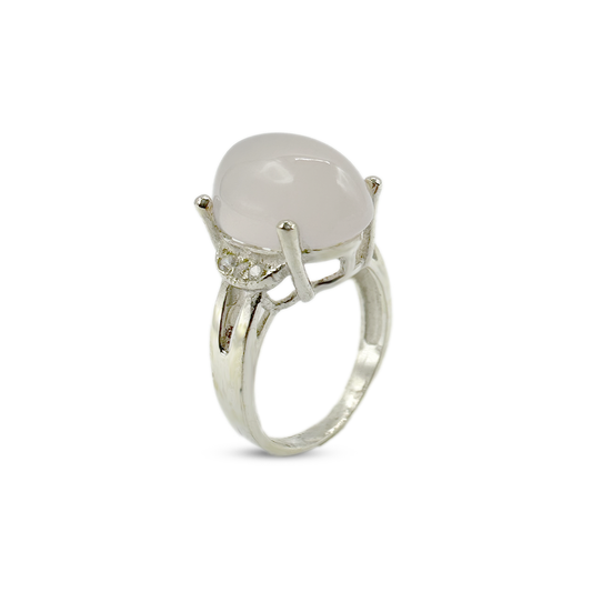 Rose Quartz Women Ring - Zircon Bracket Design