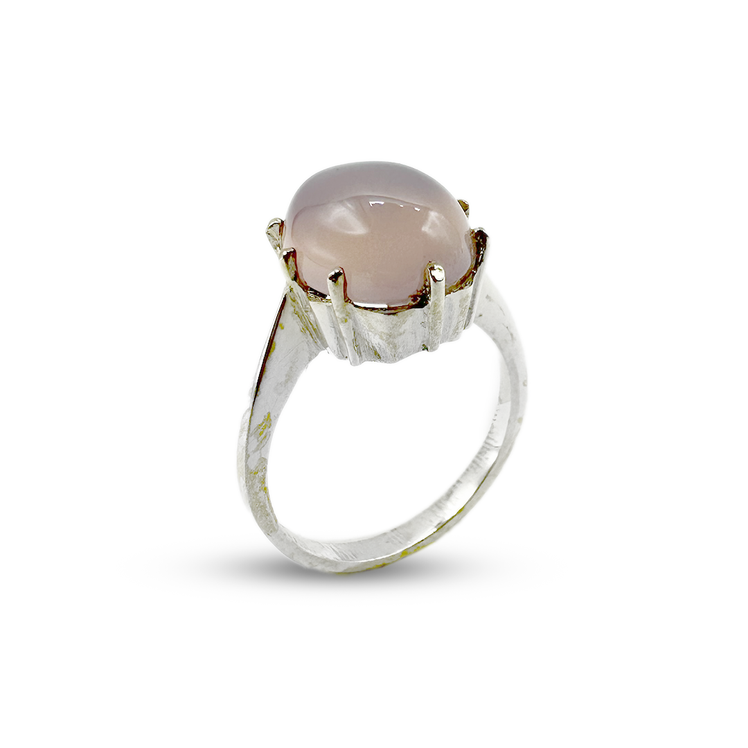 Rose Quartz Women Ring - pong design