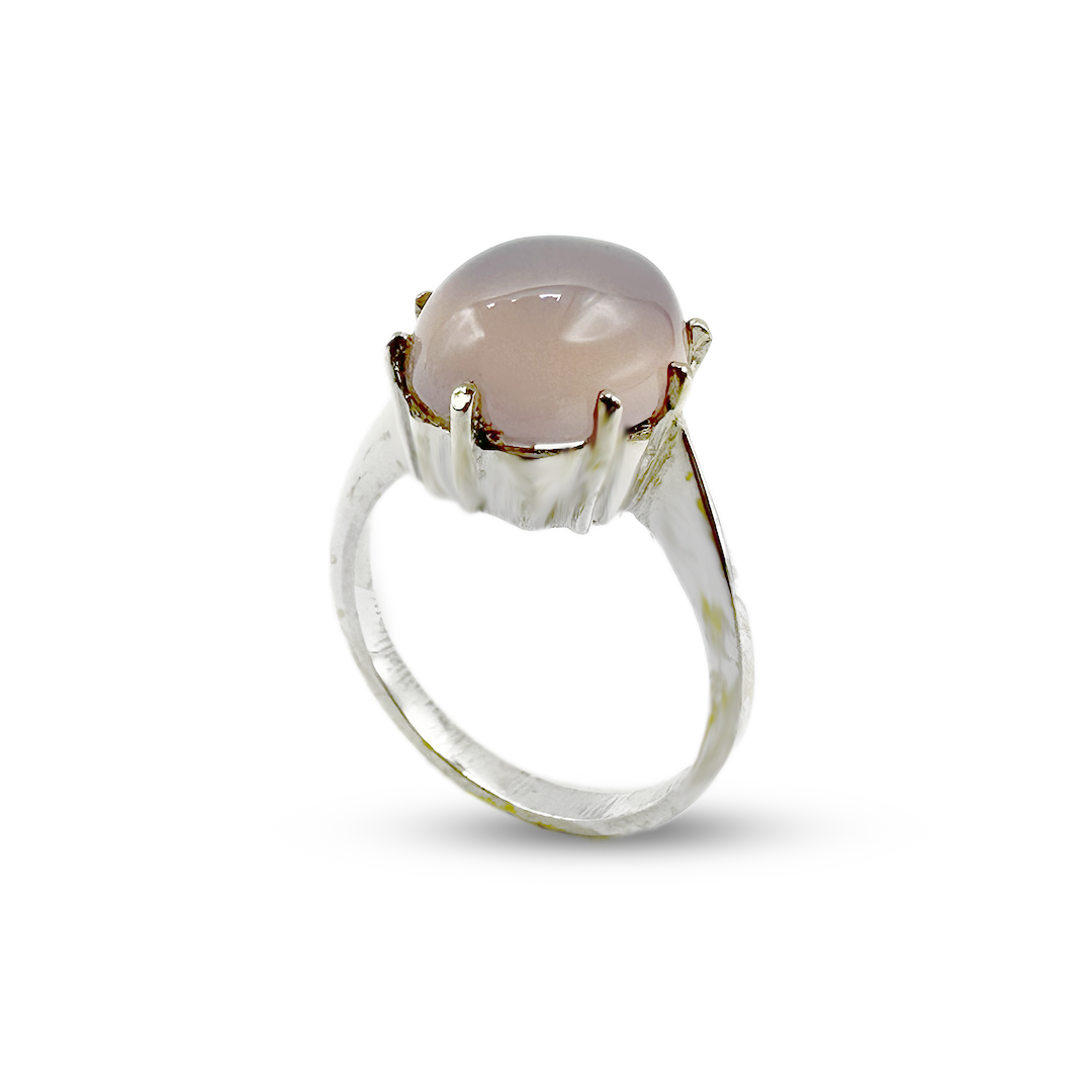 Rose Quartz Women Ring - pong design