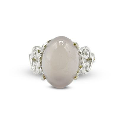 Rose Quartz Women Ring - Node Band Design