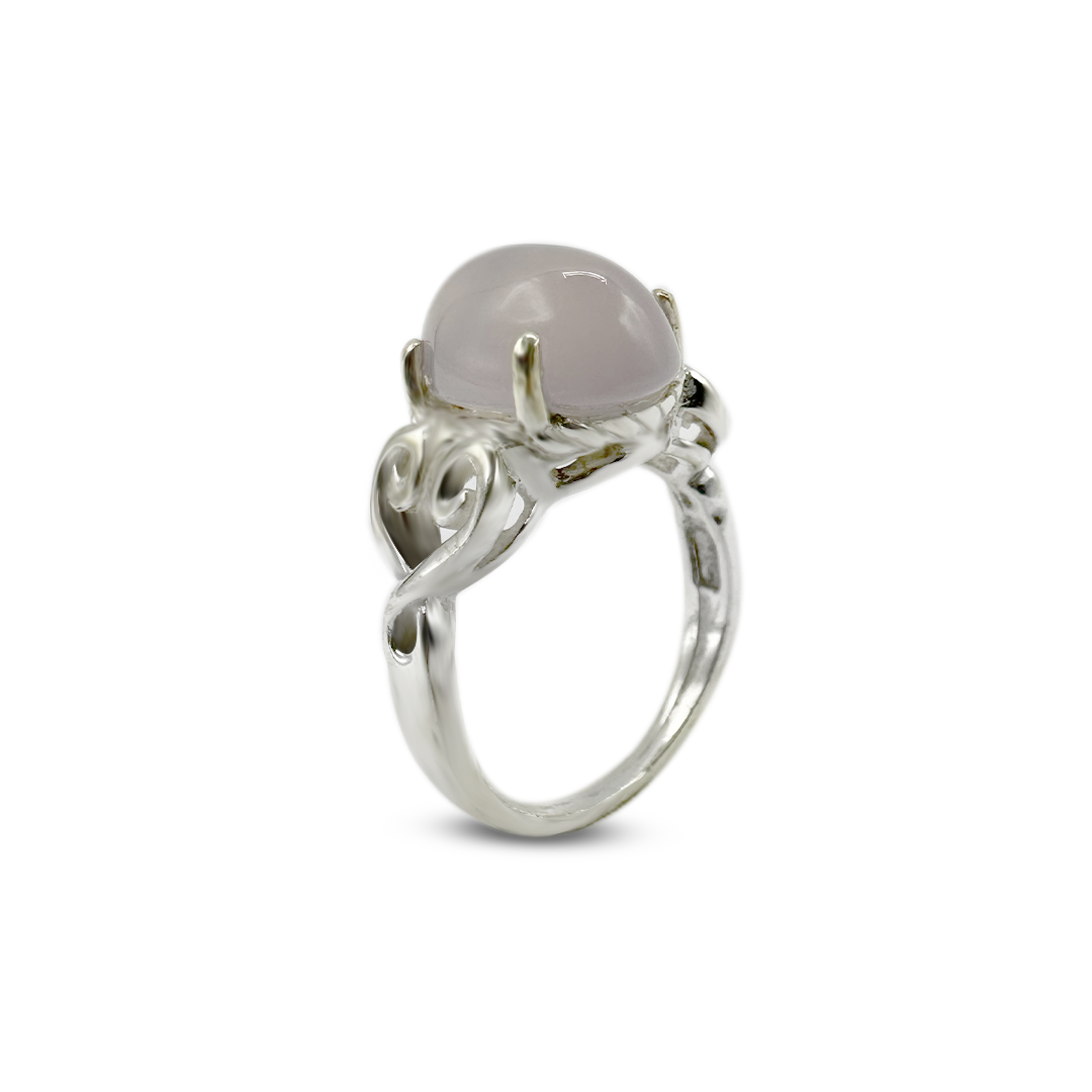 Rose Quartz Women Ring - Node Band Design