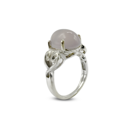 Rose Quartz Women Ring - Node Band Design