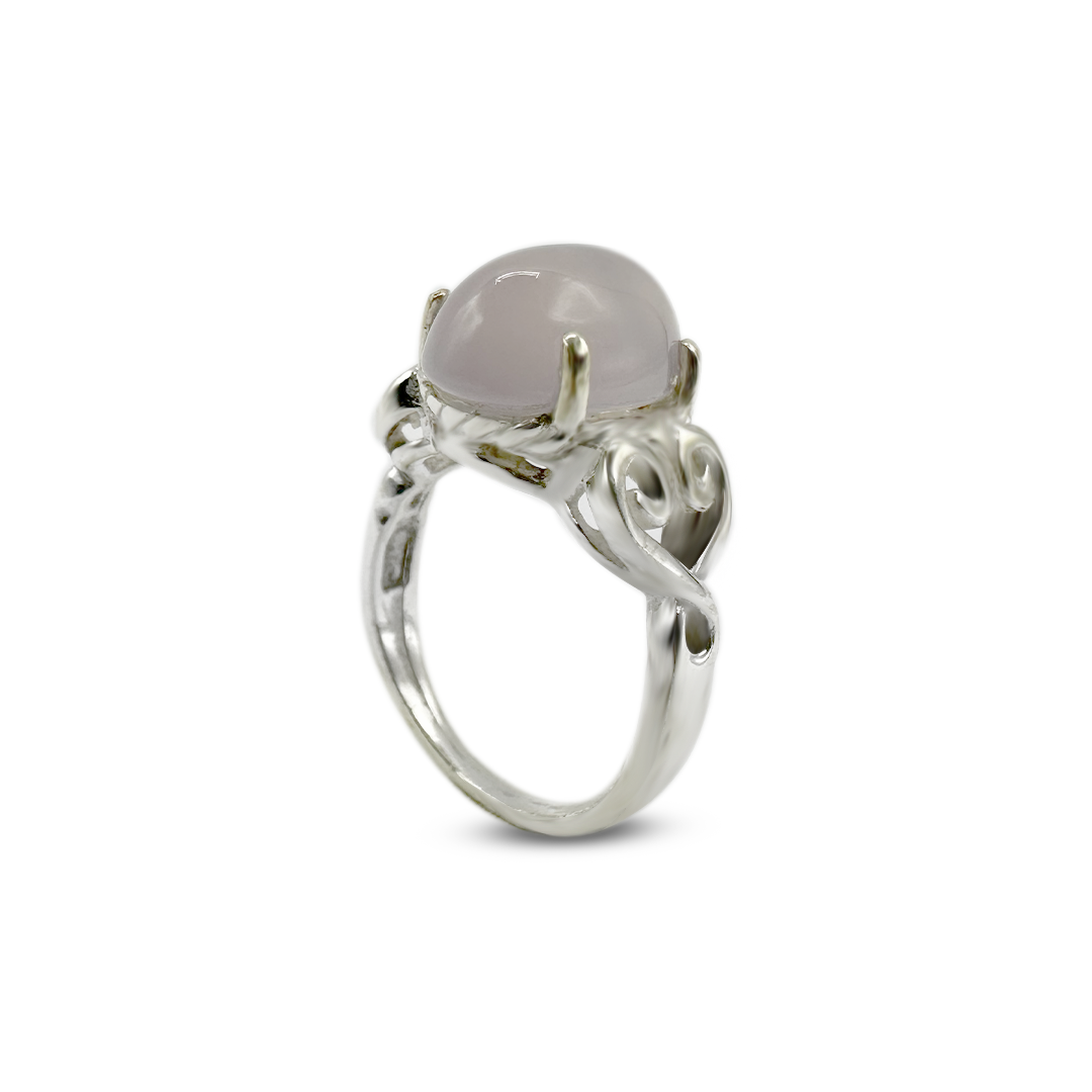 Rose Quartz Women Ring - Node Band Design