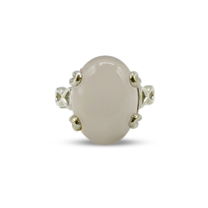 Rose Quartz Women Ring - Sigma Band Design