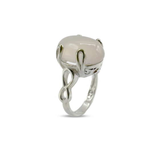 Rose Quartz Women Ring - Sigma Band Design