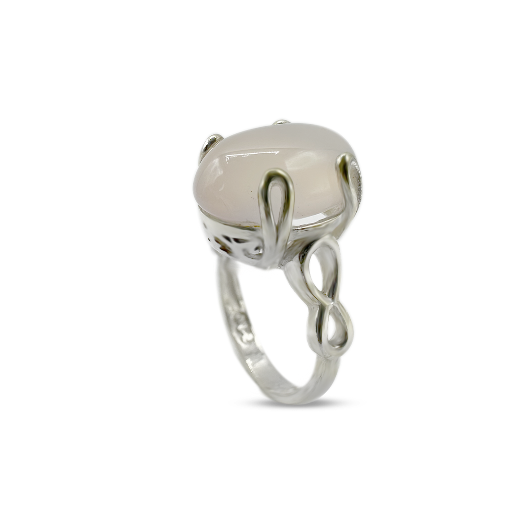 Rose Quartz Women Ring - Sigma Band Design