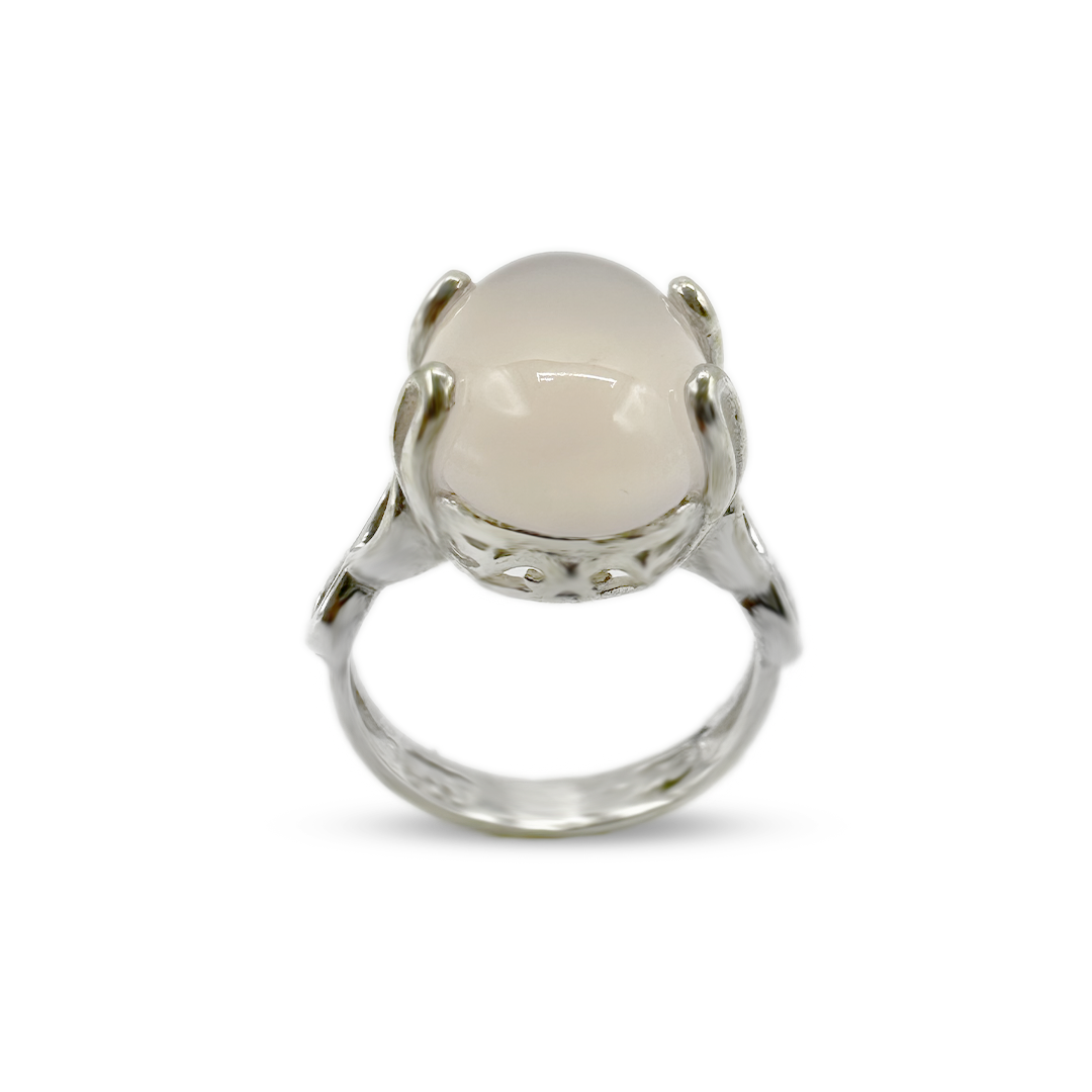 Rose Quartz Women Ring - Sigma Band Design
