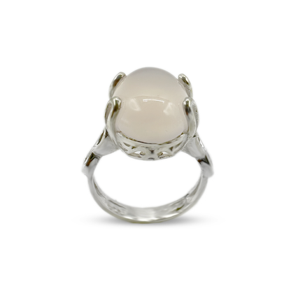 Rose Quartz Women Ring - Sigma Band Design