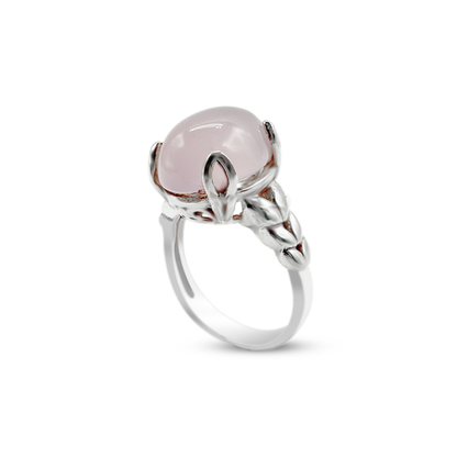 Rose Quartz Women Ring - Tail Band Design