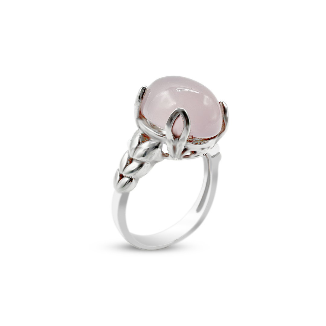 Rose Quartz Women Ring - Tail Band Design