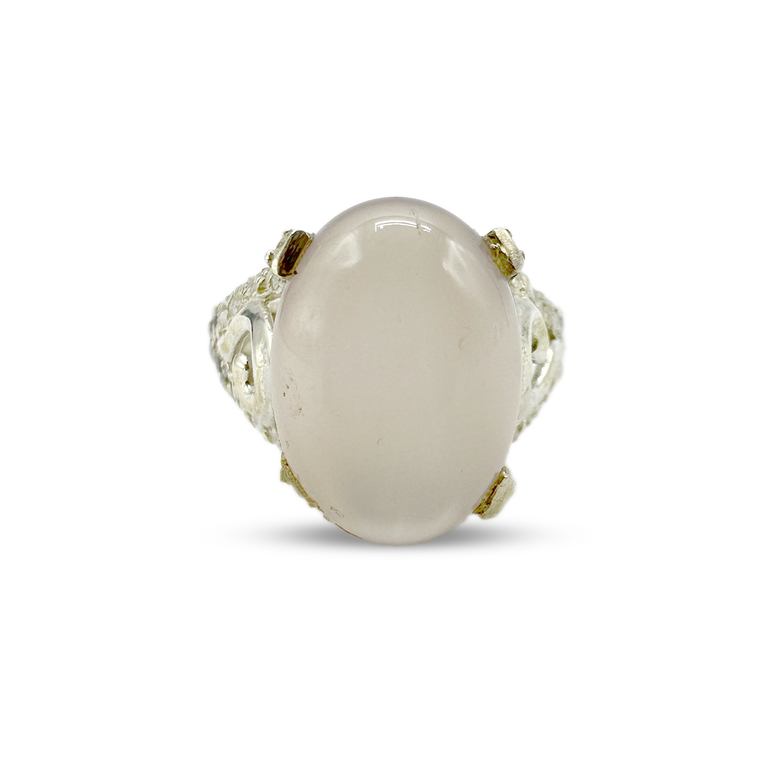 Rose Quartz Women Ring - Italian Pilar design