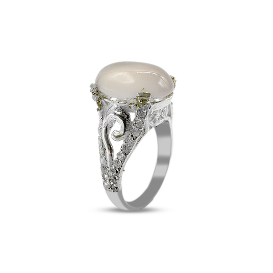 Rose Quartz Women Ring - Italian Pilar design