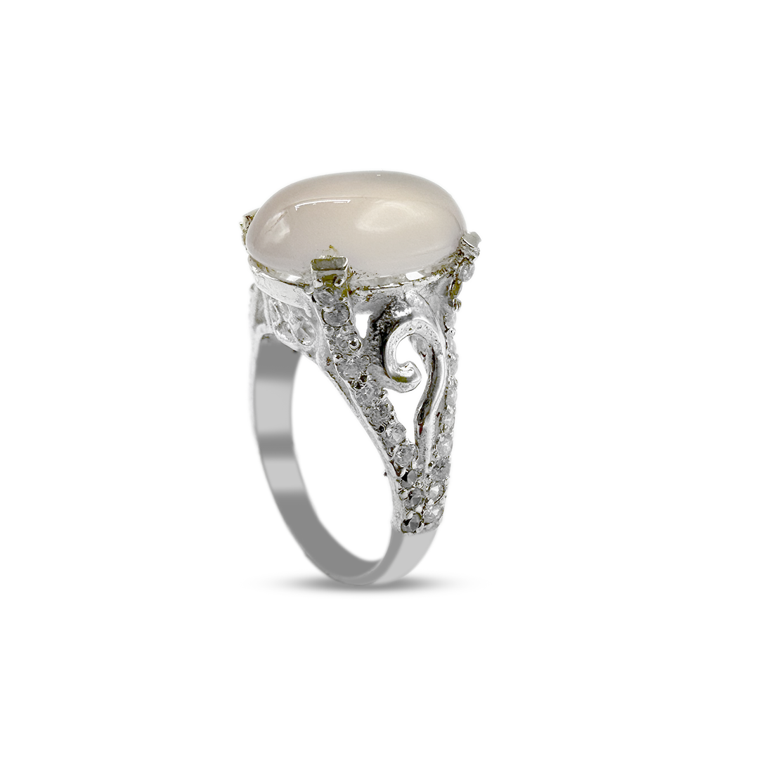Rose Quartz Women Ring - Italian Pilar design