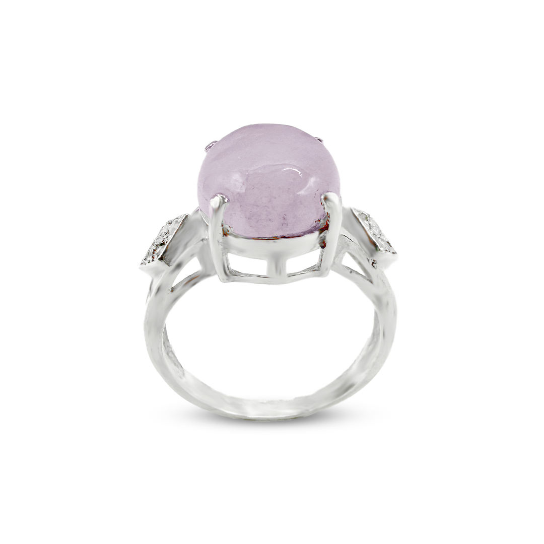 Rose Quartz Women Ring - Kite Band Design