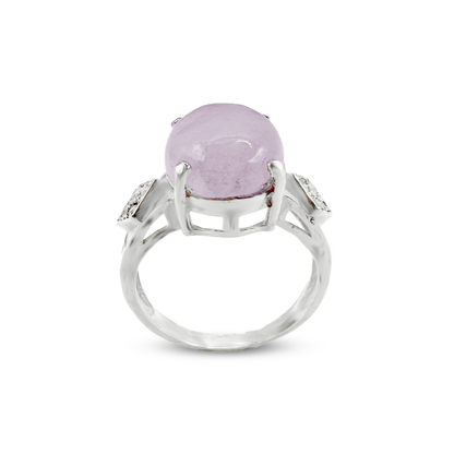 Rose Quartz Women Ring - Kite Band Design