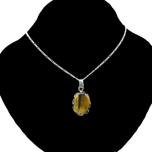 Tiger Eye Pendant - Lattice Cup Design